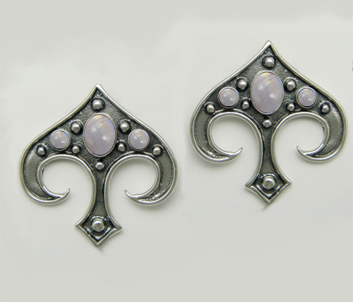 Sterling Silver Gothic Inspired Drop Dangle Earrings With Rainbow Moonstone